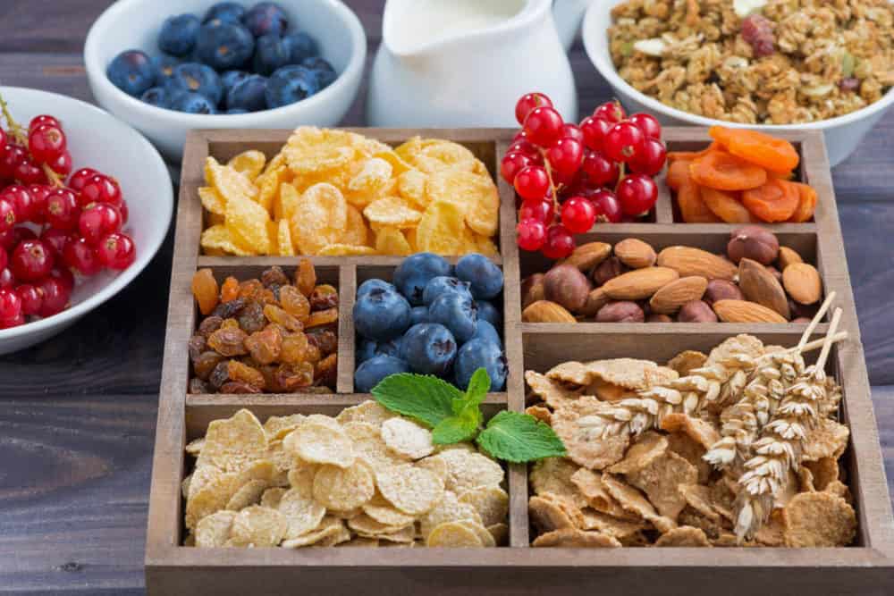 healthy college snacks - snackbox full of fruit, nuts, and other healthy snacks