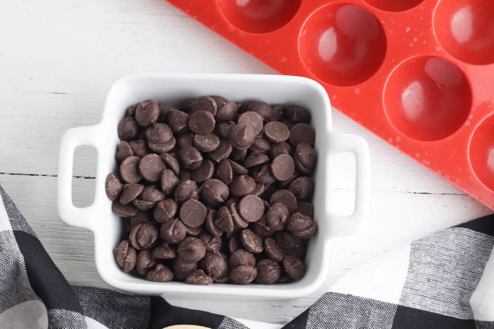 chocolate chips in glass bowl