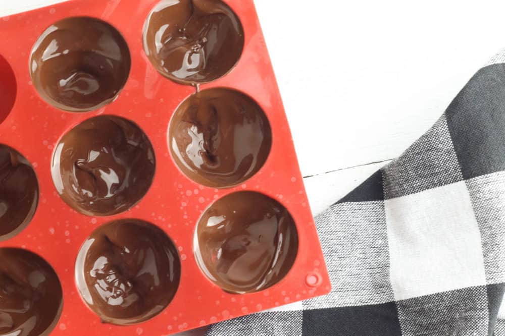melted chocolate in silicone baking dishes