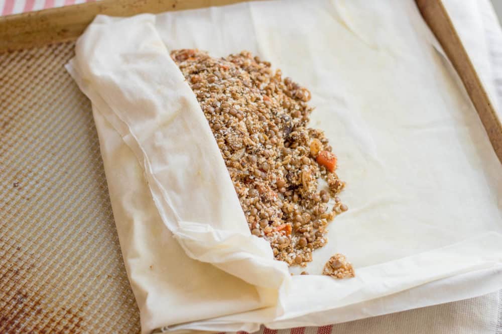 filo dough stuffed with wellington filling