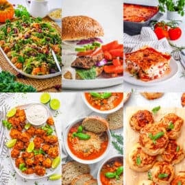 Collage of the best vegetarian recipes on a white background.