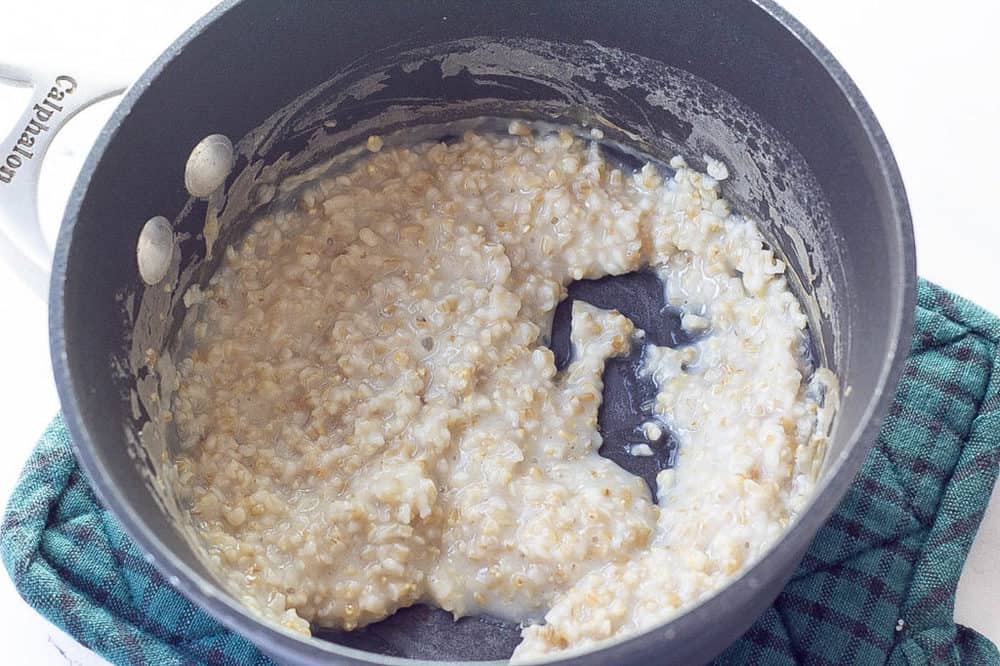 oatmeal cooking in a pot