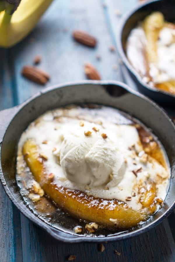 bananas foster in a small skillet - romantic desserts for two