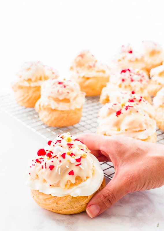 romantic desserts for two: cream puffs with sprinkles