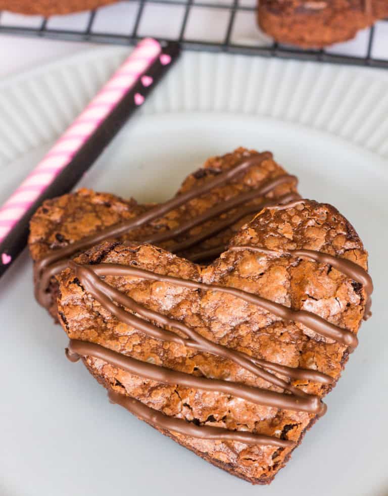 heart shaped brownies on white plate