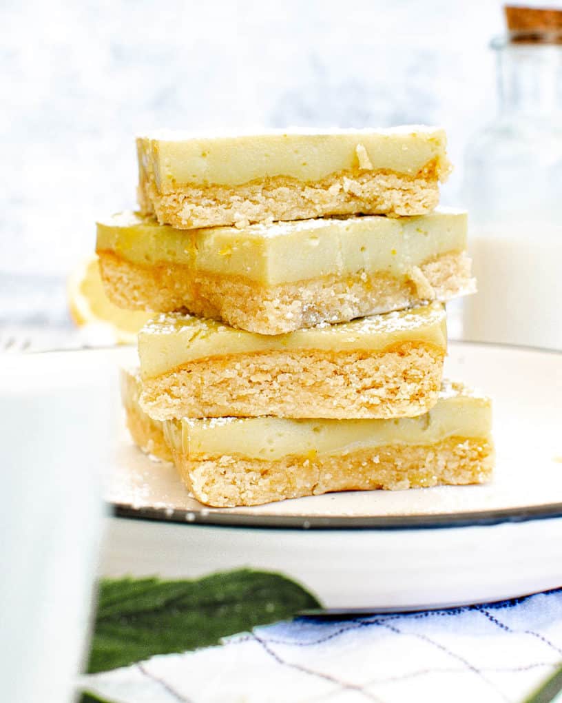 Healthy Food Gluten Free Lemon Bars with Coconut Custard (Vegan)