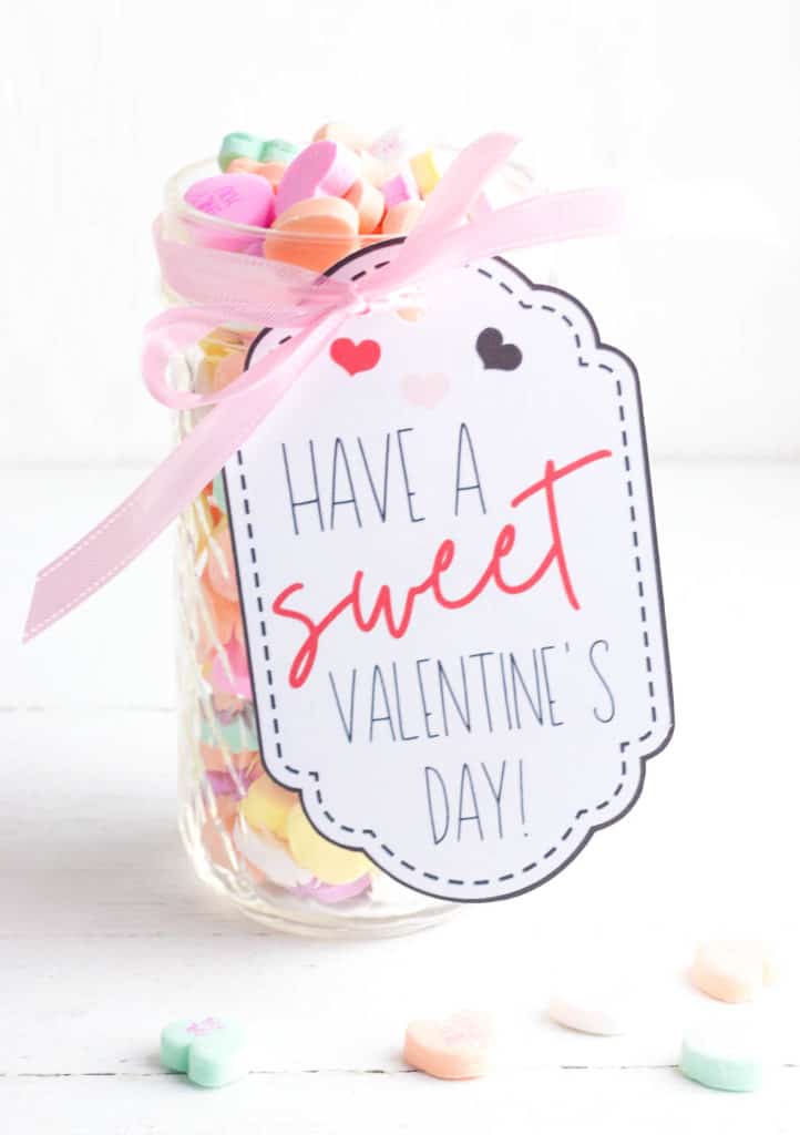 i love you jar - valentines day candy jar with a handmade tag