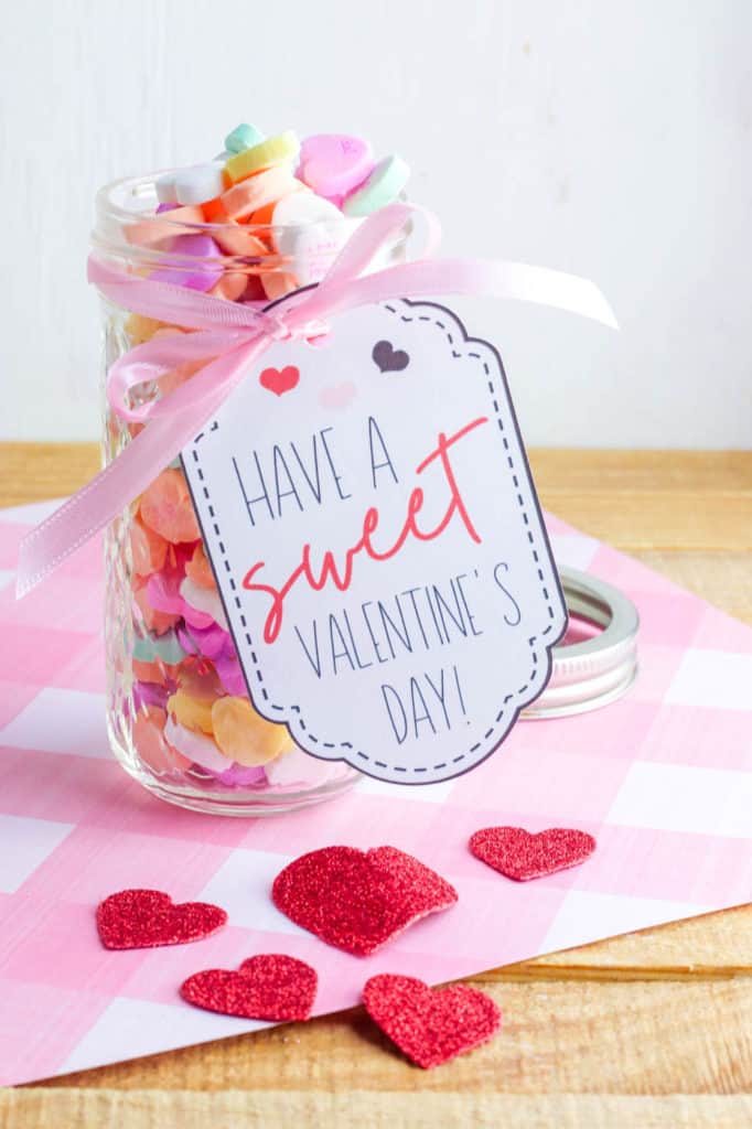 i love you jar - valentines day candy jar with a handmade tag