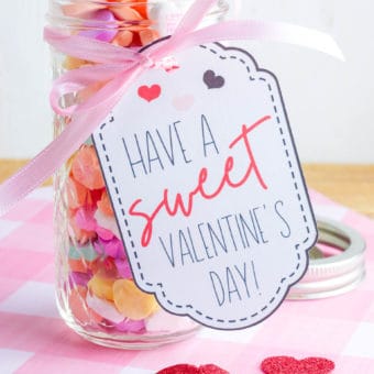 i love you jar - valentines day candy jar with a handmade tag