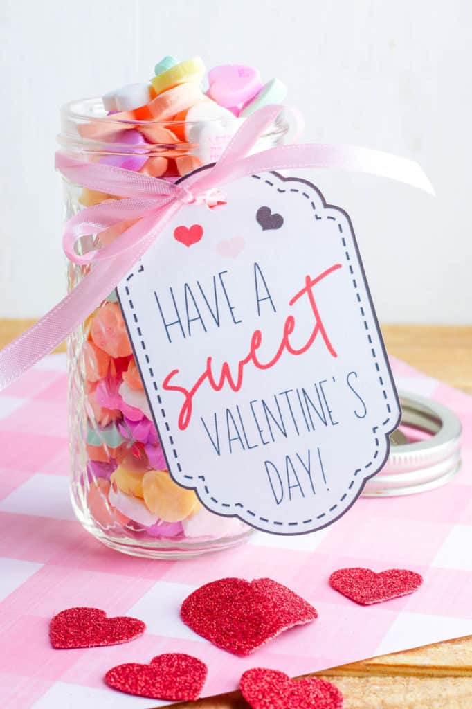 i love you jar - valentines day candy jar with a handmade tag