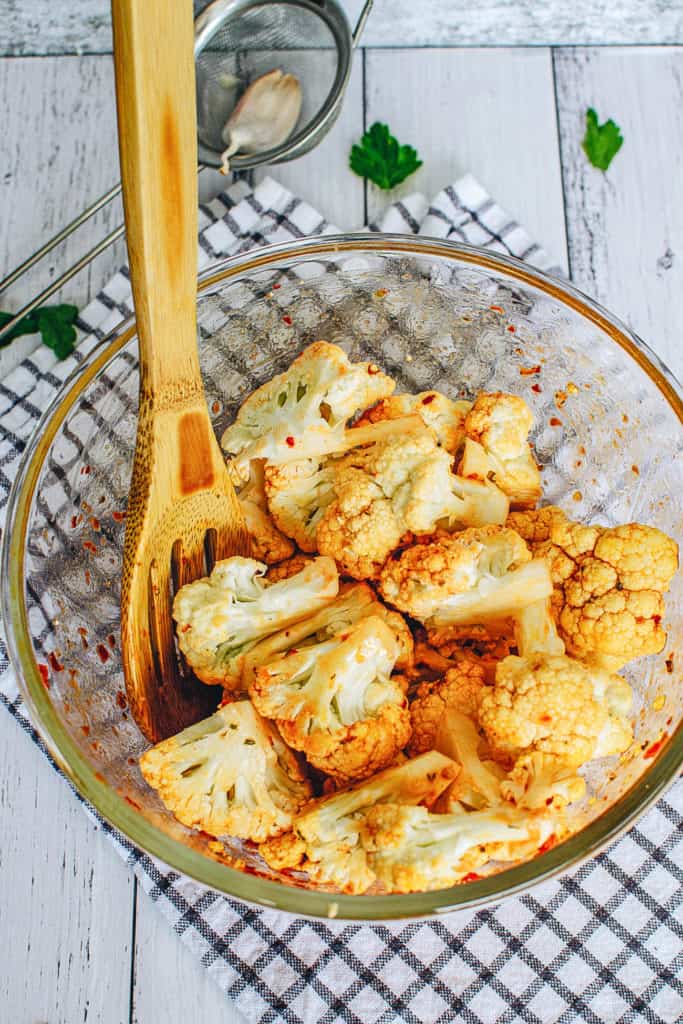 cauliflower tossed in spicy sauce