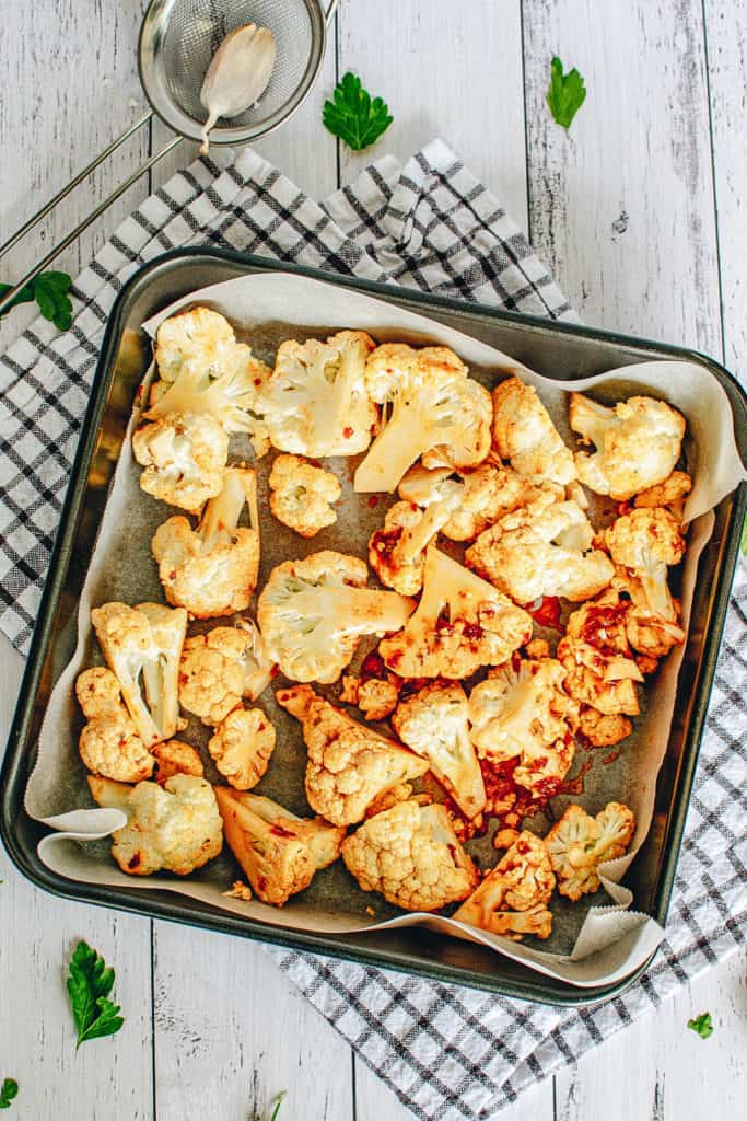cauliflower on a baking sheet