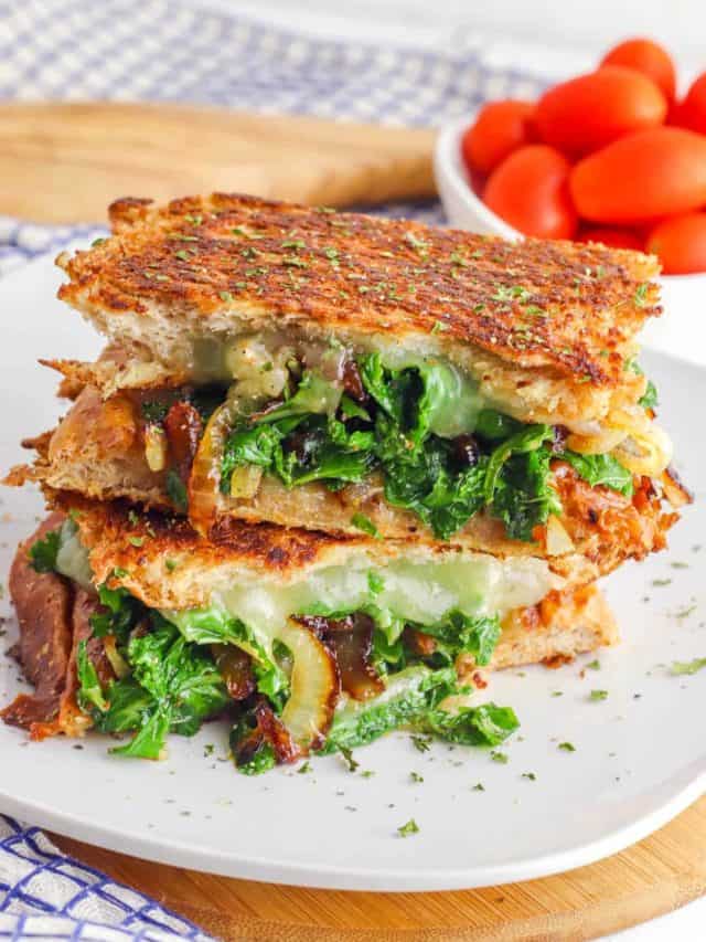 Kale and Caramelized Onion Veggie Panini Story - The Picky Eater