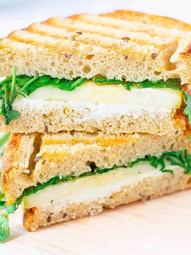 Creamy Goat Cheese Grilled Cheese with Pear and Arugula Story The