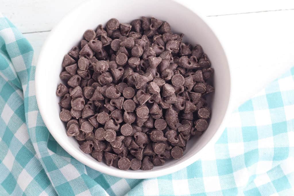 chocolate chips in a bowl