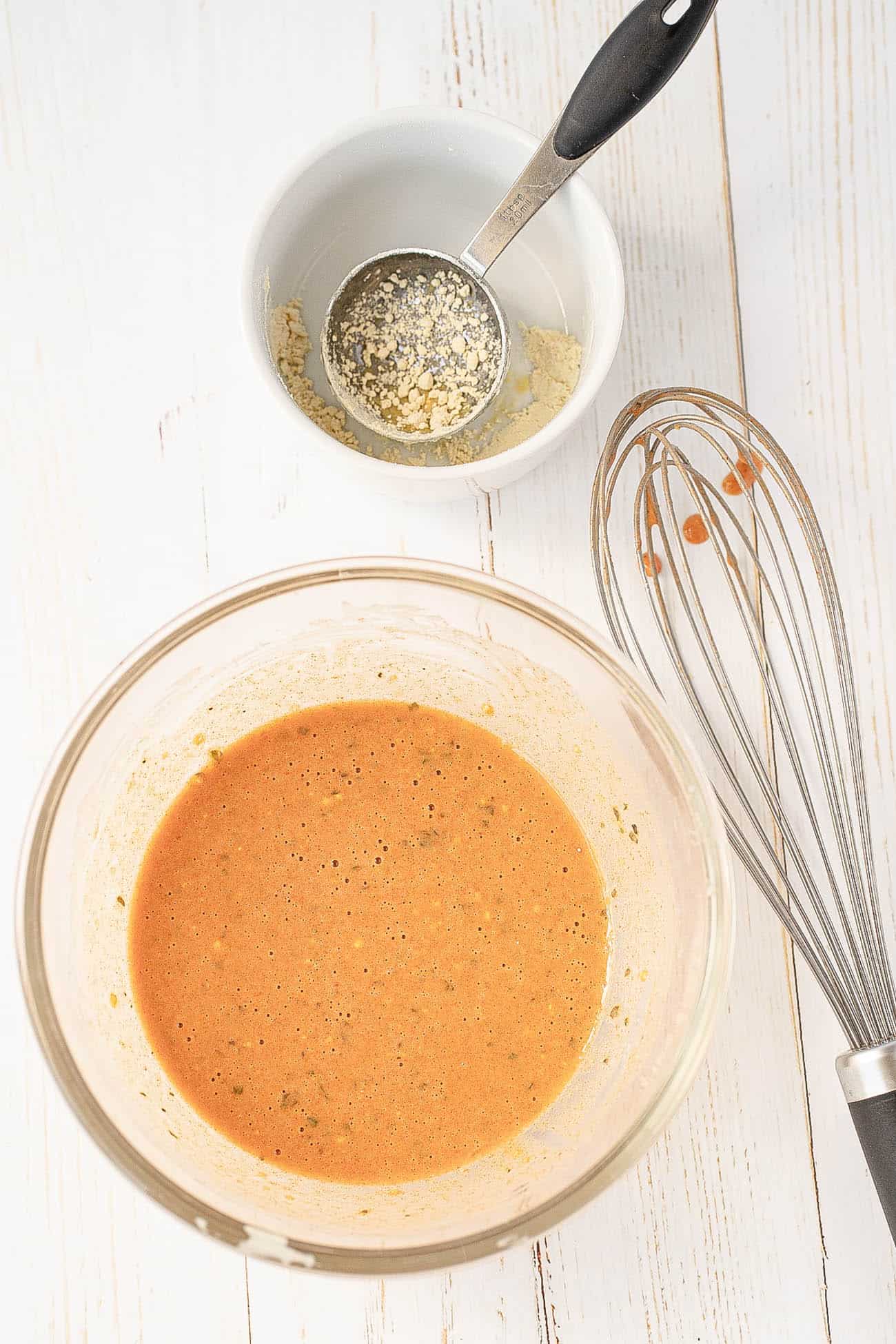 marinade for tofu whisked in a bowl