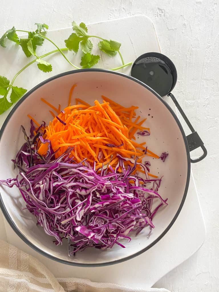 carrots and cabbage in a bowl
