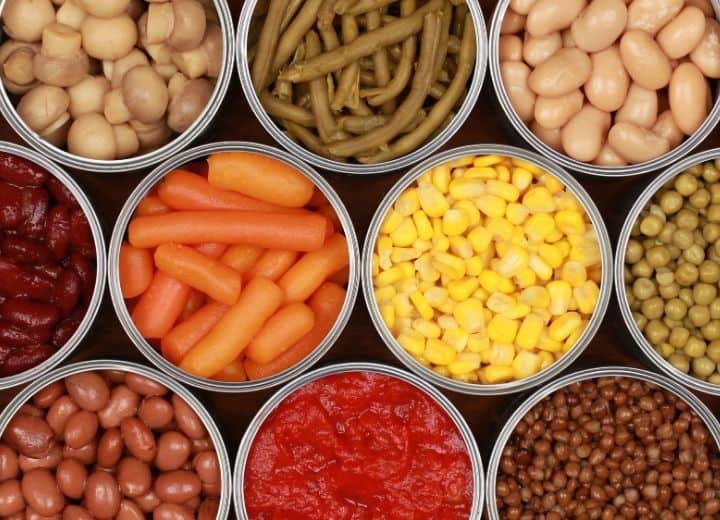 canned beans and vegetables