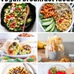 collage of high protein breakfast recipes
