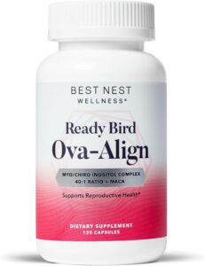 Bottle of Best Nest Ova Align vitamin for fertility.