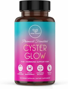 Bottle of Herb Krave Cyster Glow for hormone regulation.