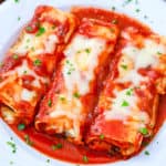 lasagna rolls - pasta rolls on a white plate