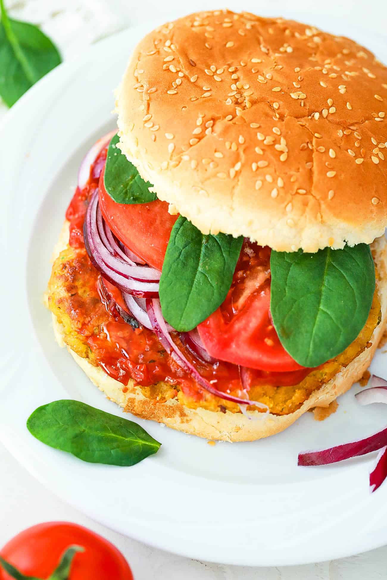 southwest pinto bean burgers served on a whole wheat bun 