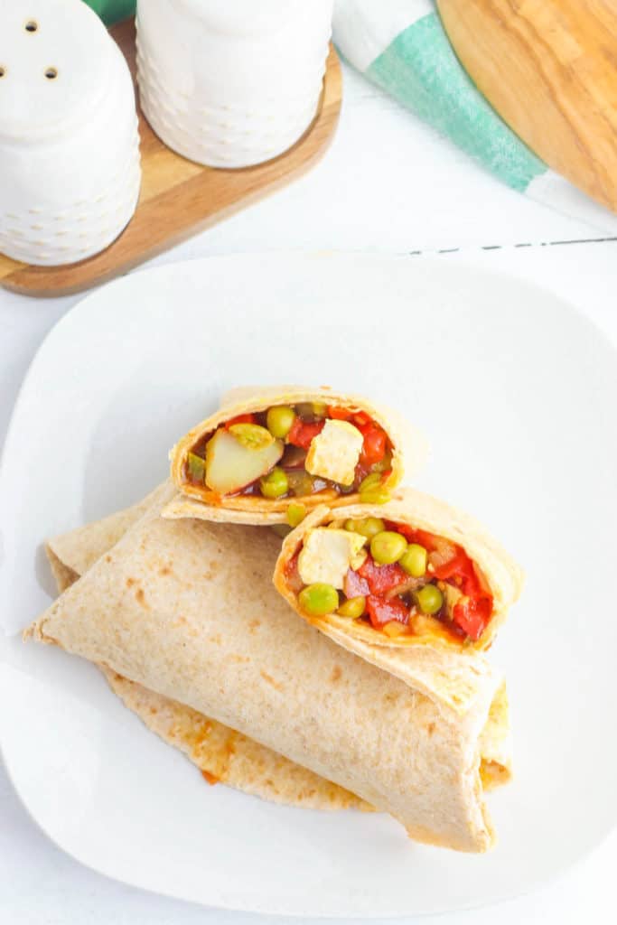 samosa wraps with tofu served on a white plate