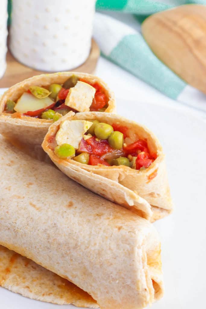 samosa wraps with tofu served on a white plate