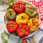 taco stuffed peppers on a white plate