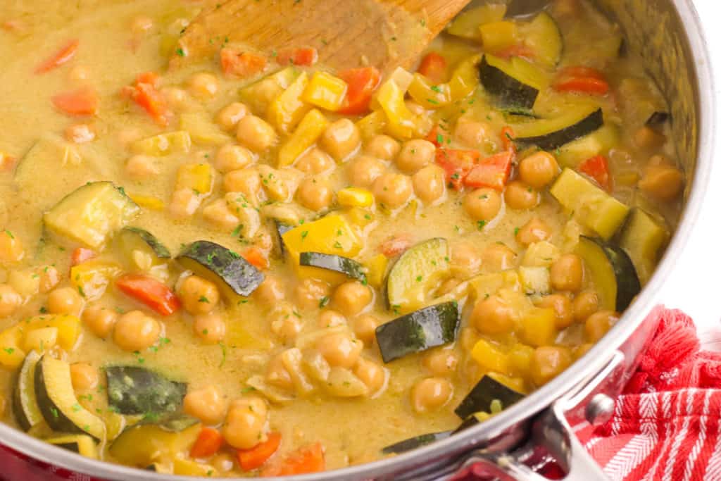 peanut butter curry in a large pan