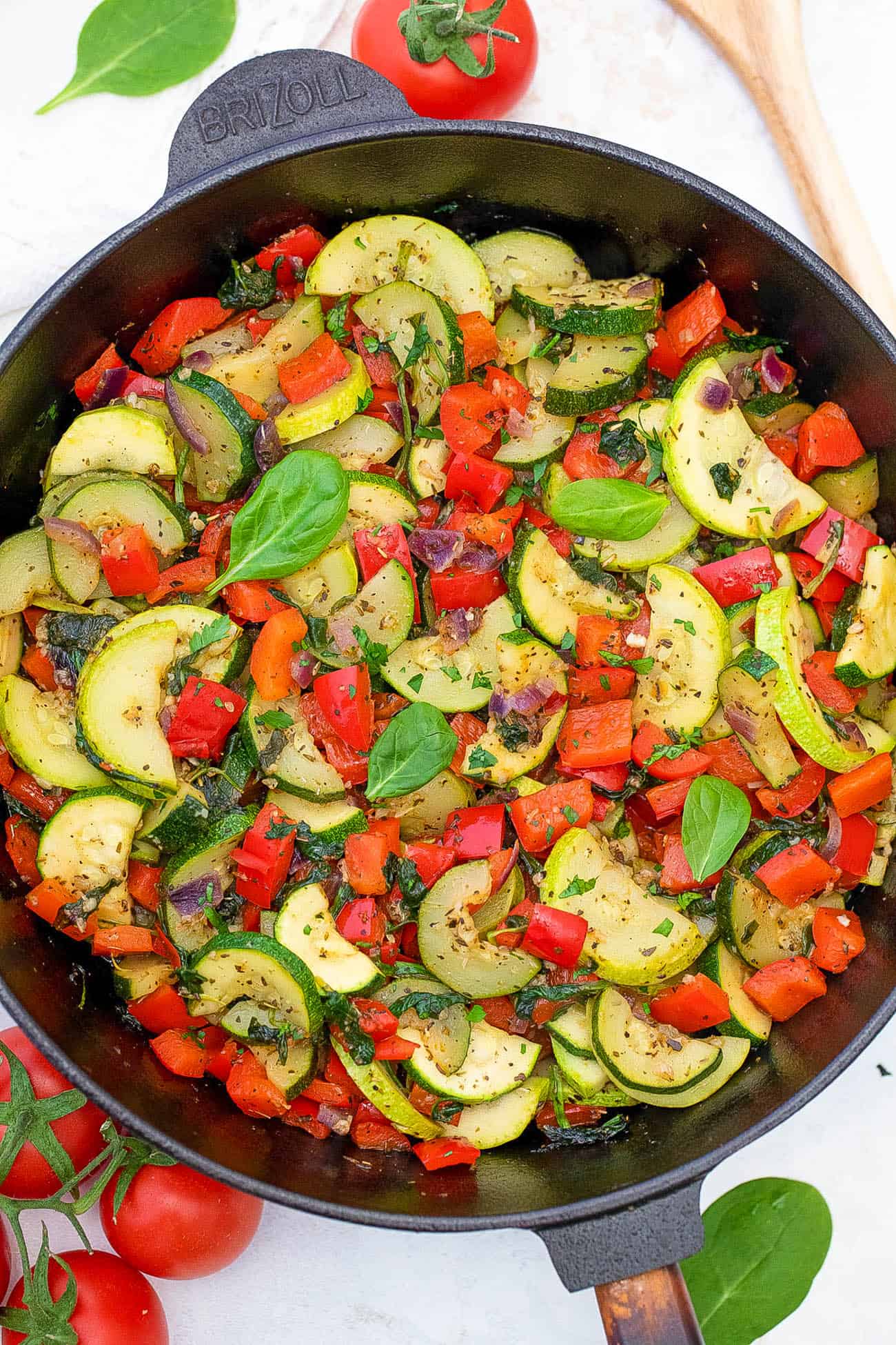 veggies cooking in a pan