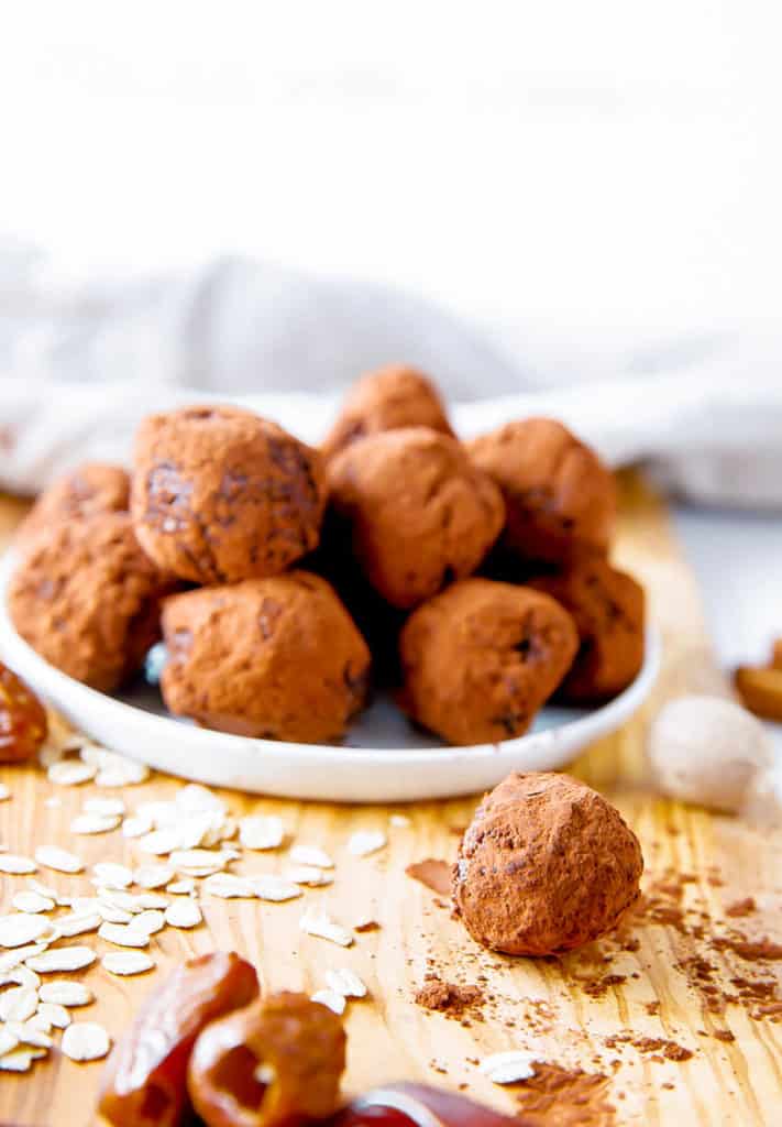 date balls on a white platter