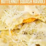 butternut squash ravioli topped with cheese