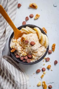 healthy Chocolate Banana Ice Cream Recipe in a black bowl