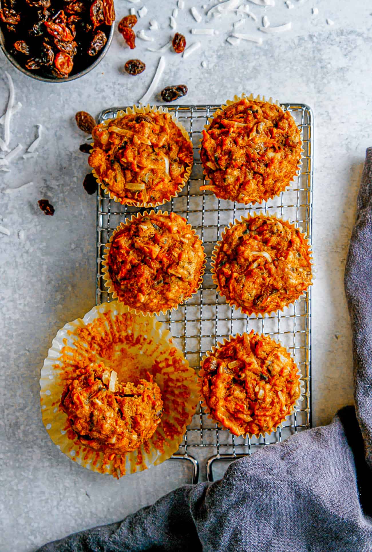 healthy apple muffins on a wire rack