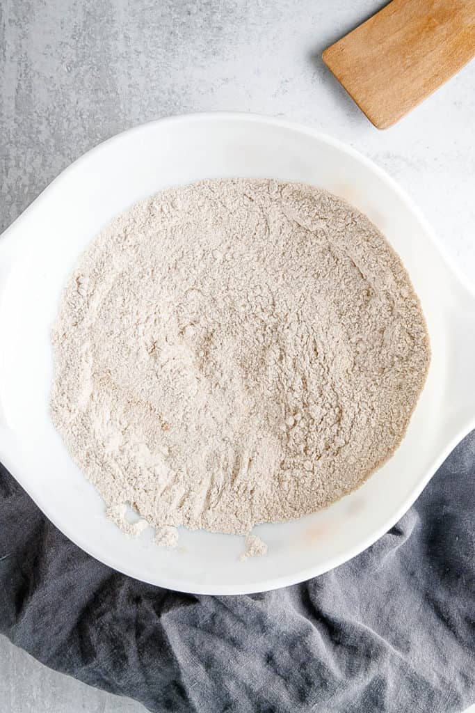 flour in a mixing bowl