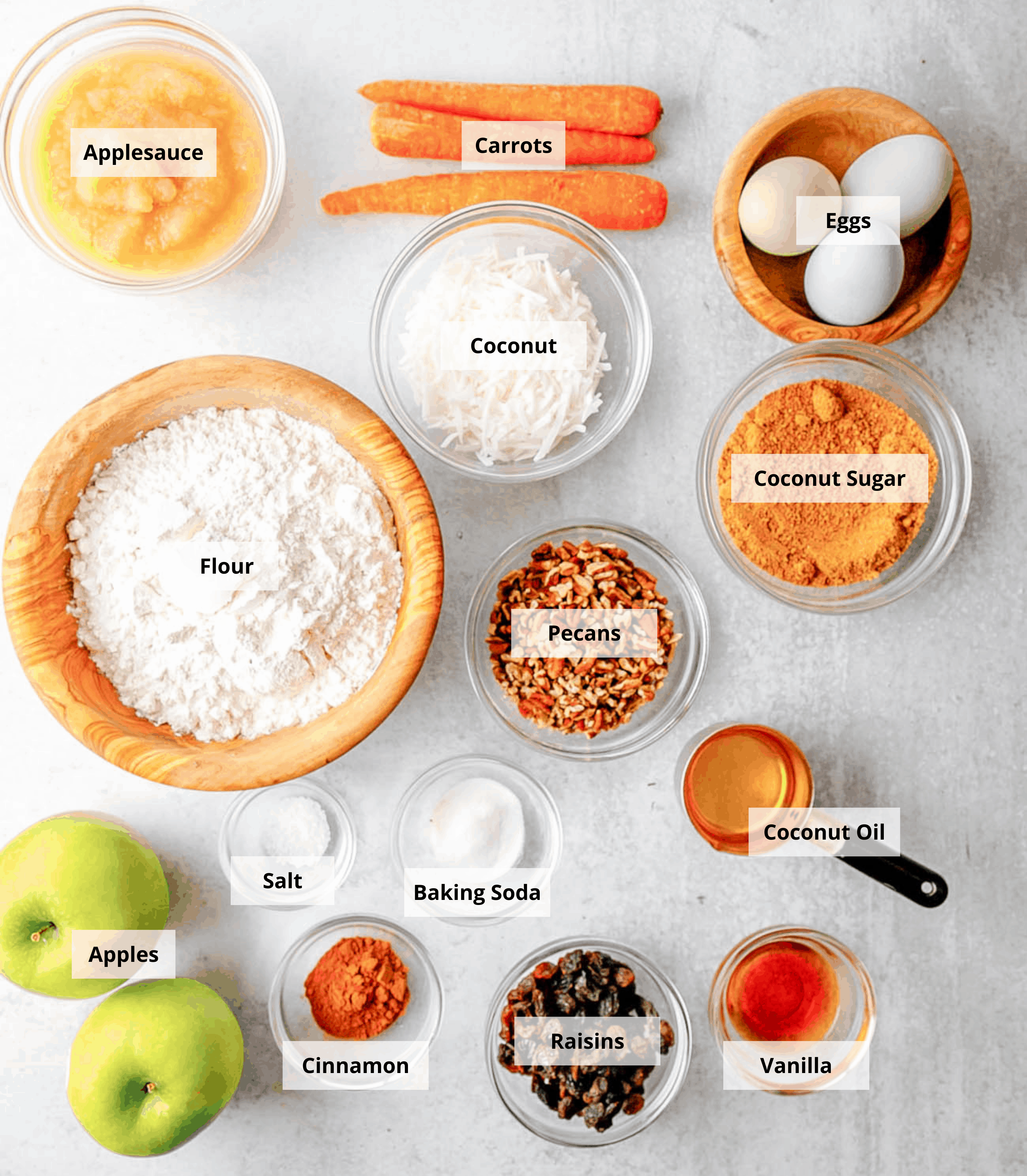 ingredients for healthy apple muffins