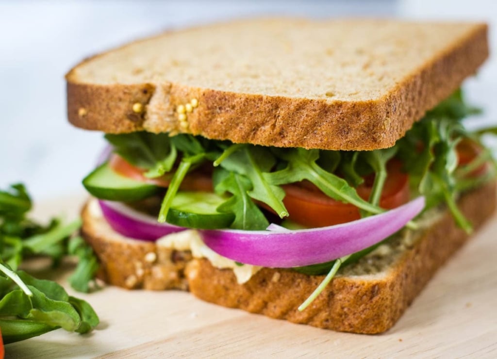 veggie sandwich on whole wheat bread