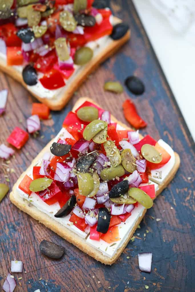 veggies on a slice of bread