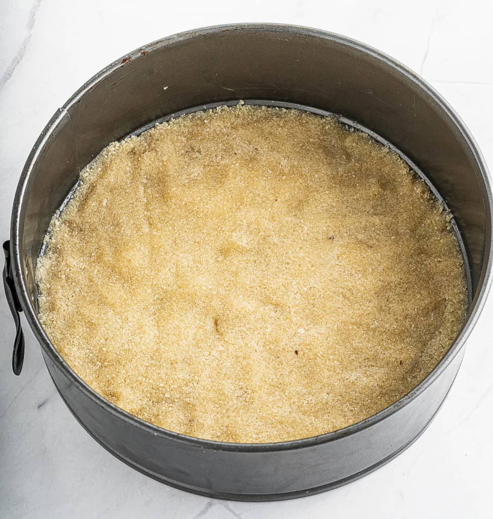 crust pressed into baking pan