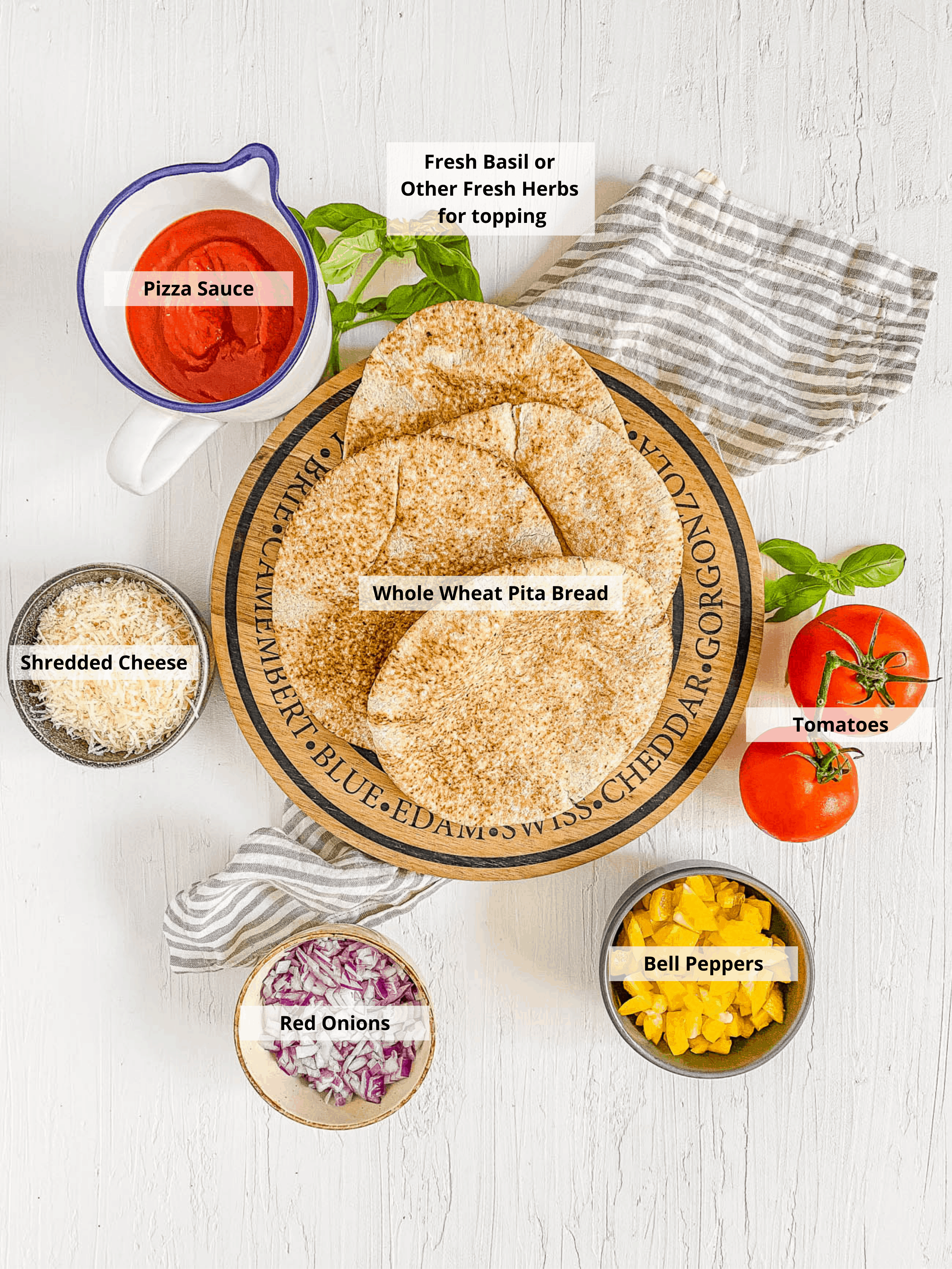 ingredients for pita pizza