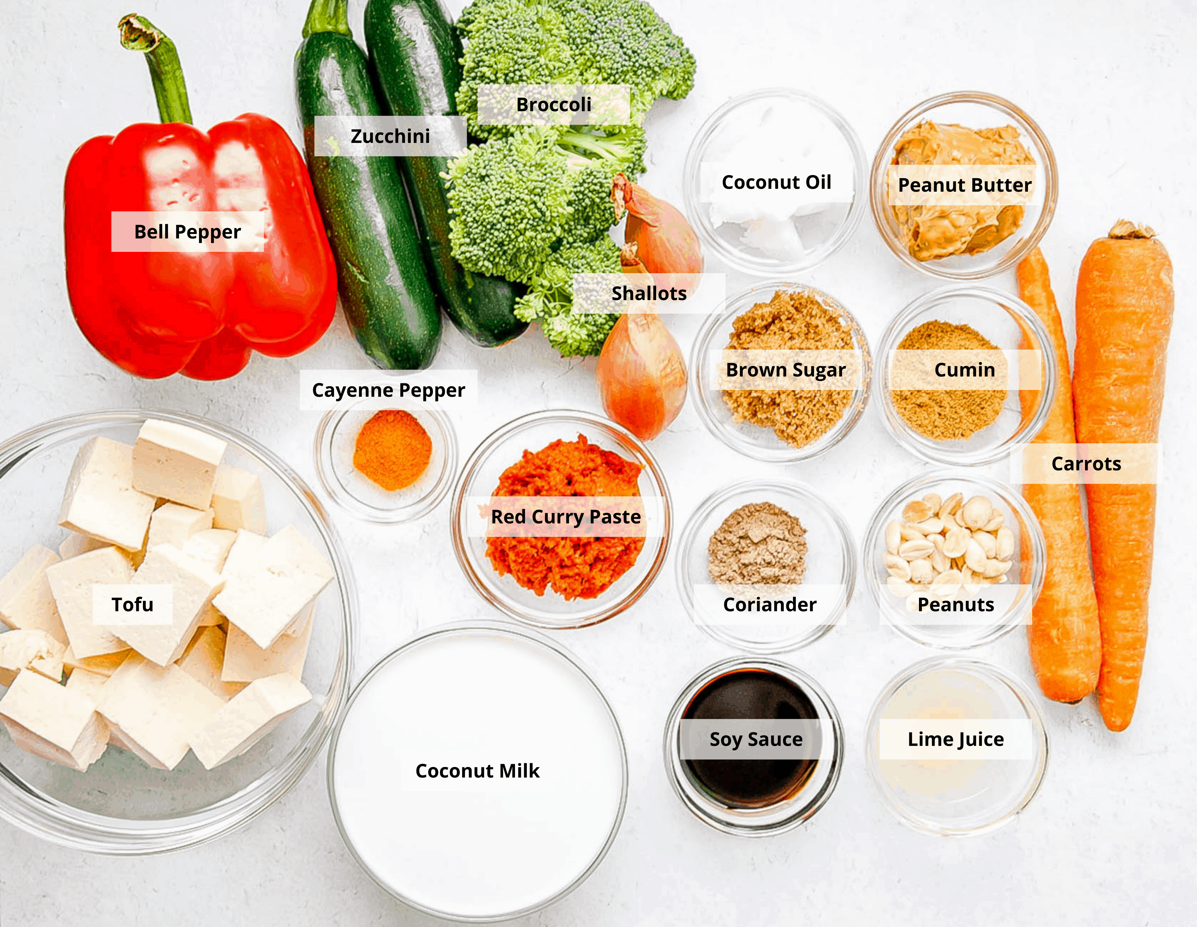 ingredients for vegan panang curry