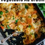 vegetable au gratin in a casserole dish