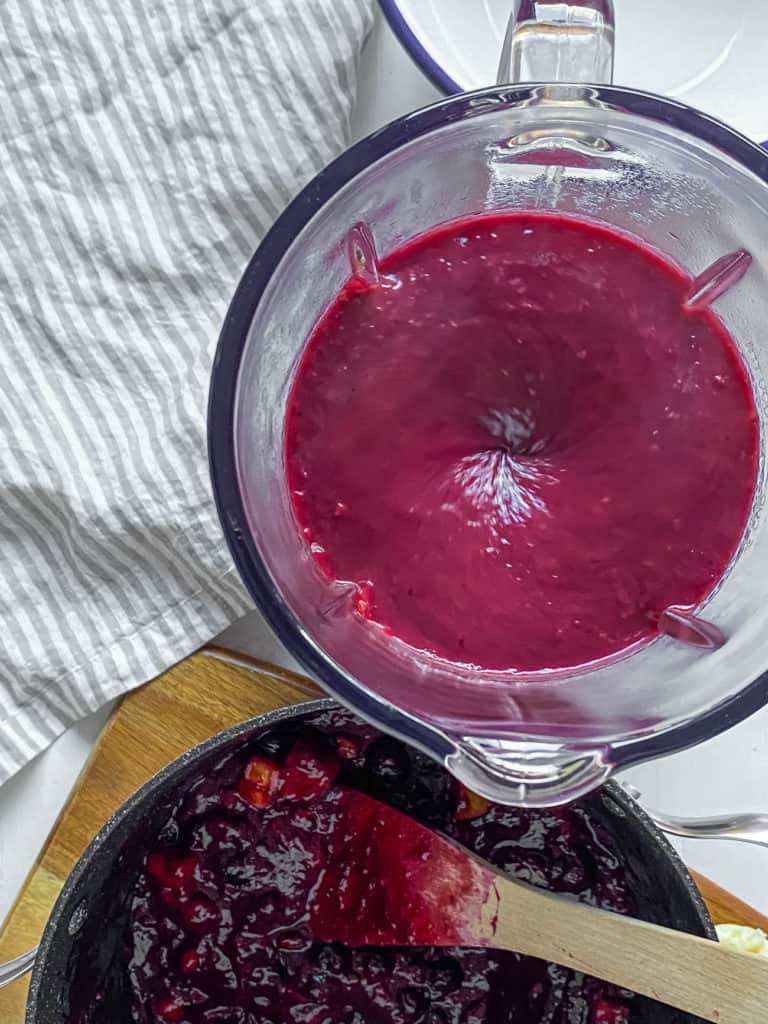 pureed fruit in a blender