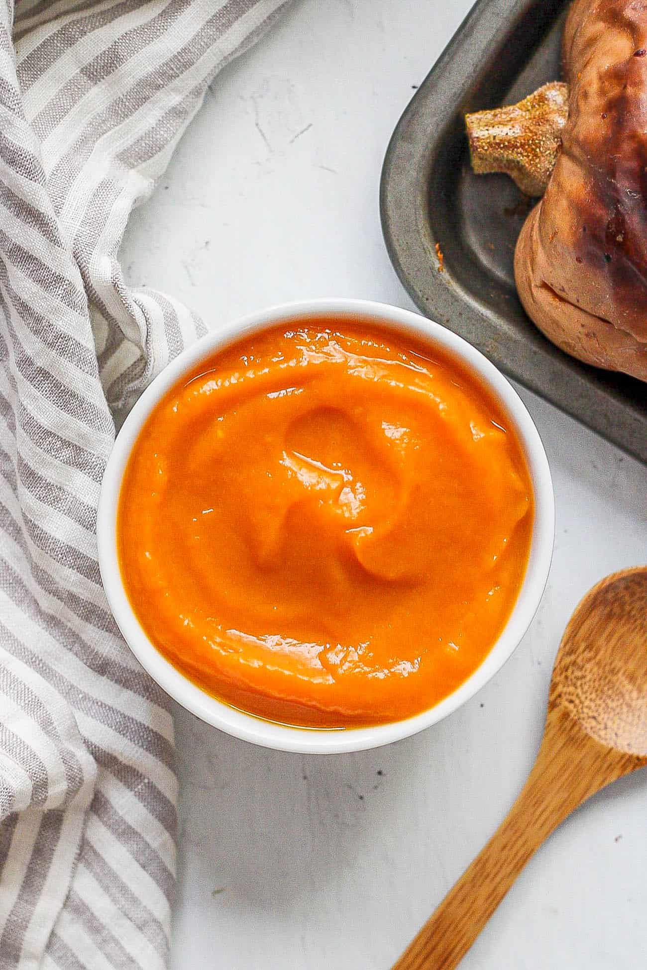 Butternut Squash Baby Food in a white bowl