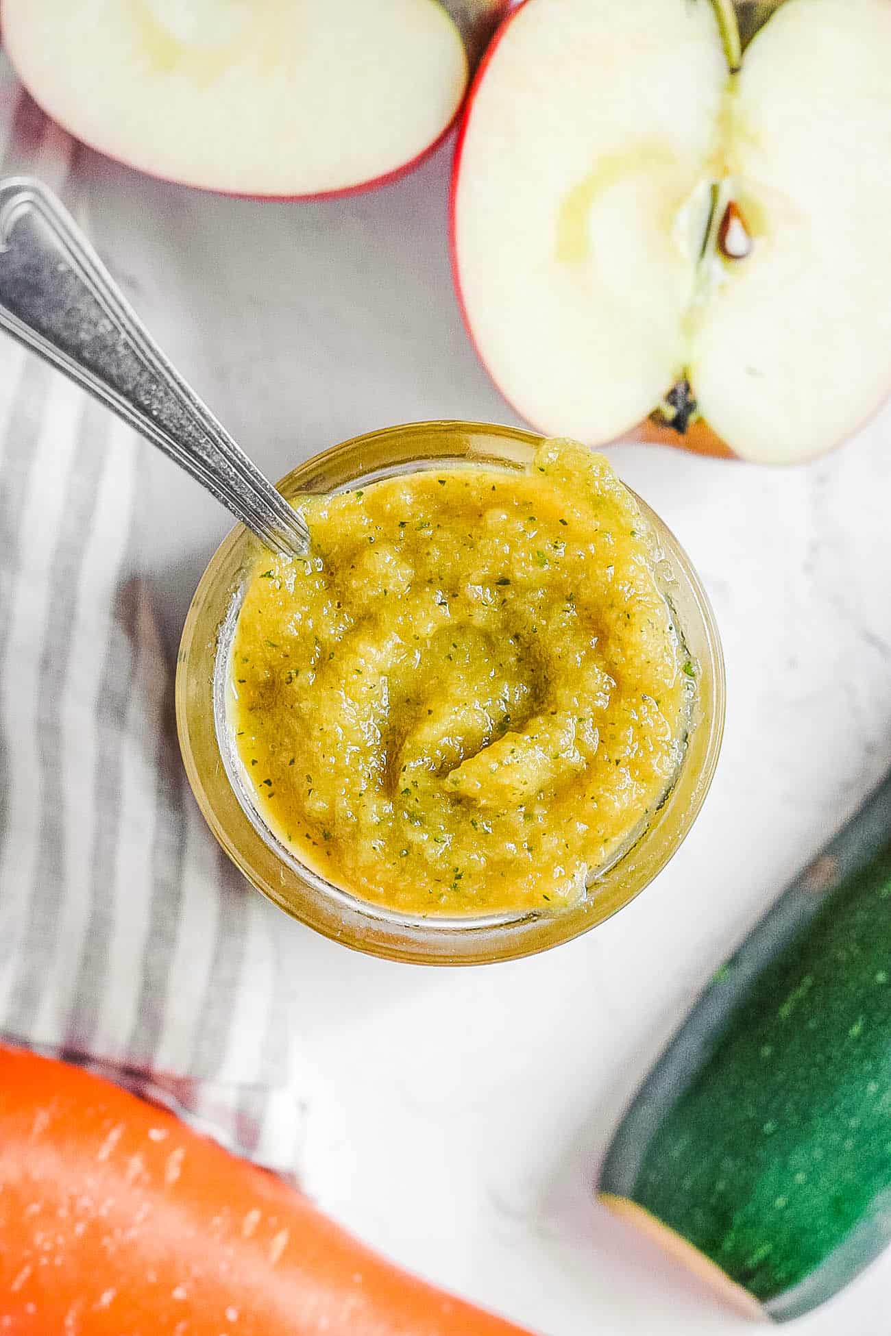 Zucchini Baby Food Puree in a glass jar