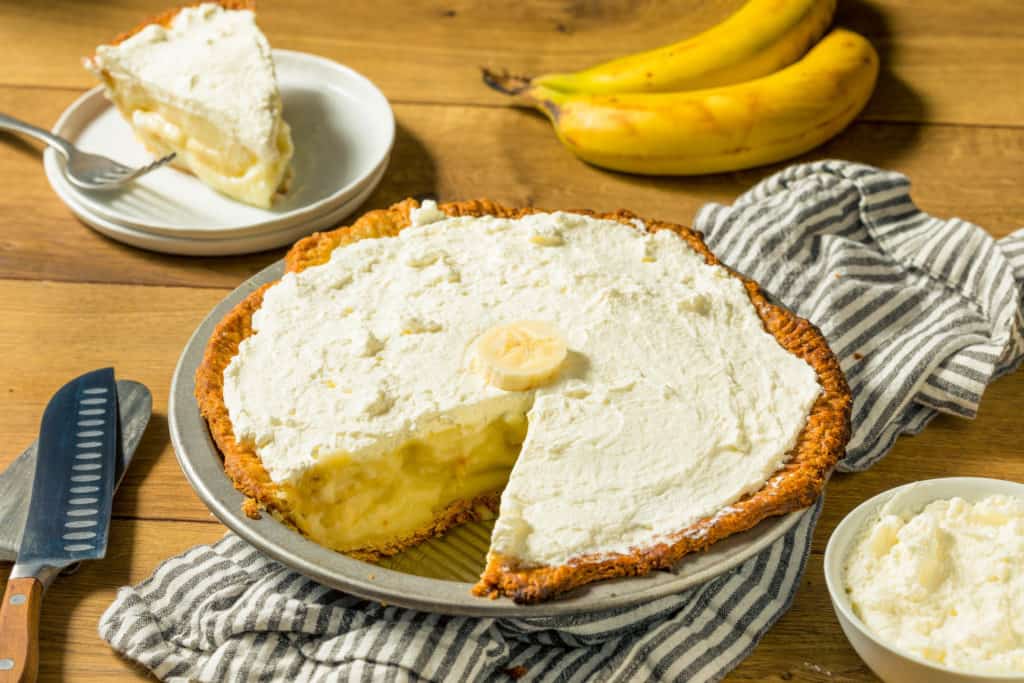 Homemade Sweet Banana Cream Pie Ready to Eat