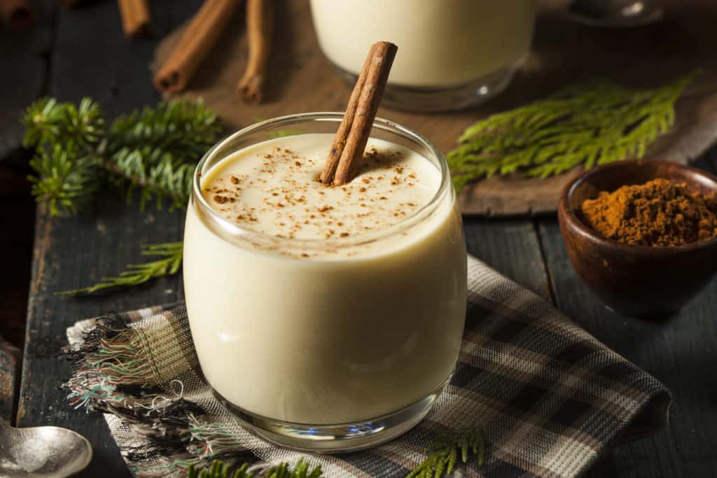 foods that s، with e - Homemade White Holiday Eggnog with a Cinnamon Stick