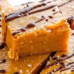 Peanut butter fudge drizzled with chocolate.
